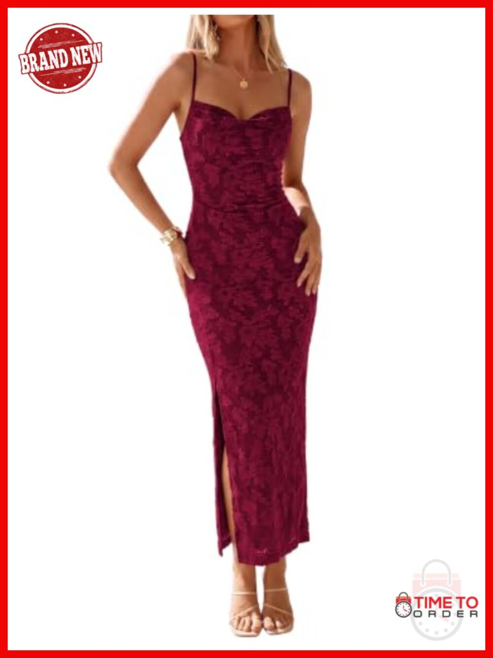 Floral Bodycon Maxi Dress Cowl Neck Spaghetti Strap Formal